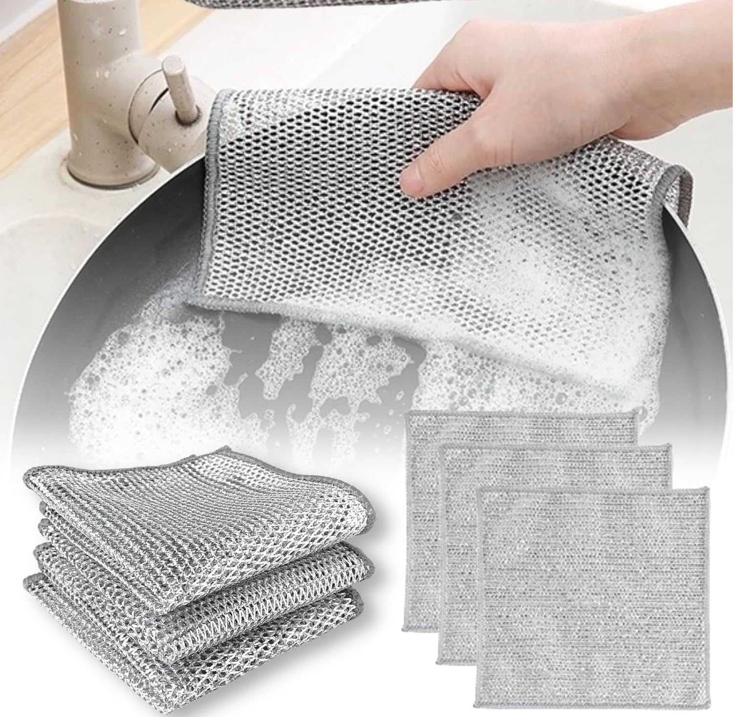 LAVICEA® Double-Layer Steel Wire Cleaning Cloth, Powerful Cleaning Non-Scratch Wire Dishcloth Rag for Cookware, Sinks, Dishes, Stove Tops etc. (Pack of 3) (B0D2Y2L9HM) Amazon Price History, Amazon Price Tracker