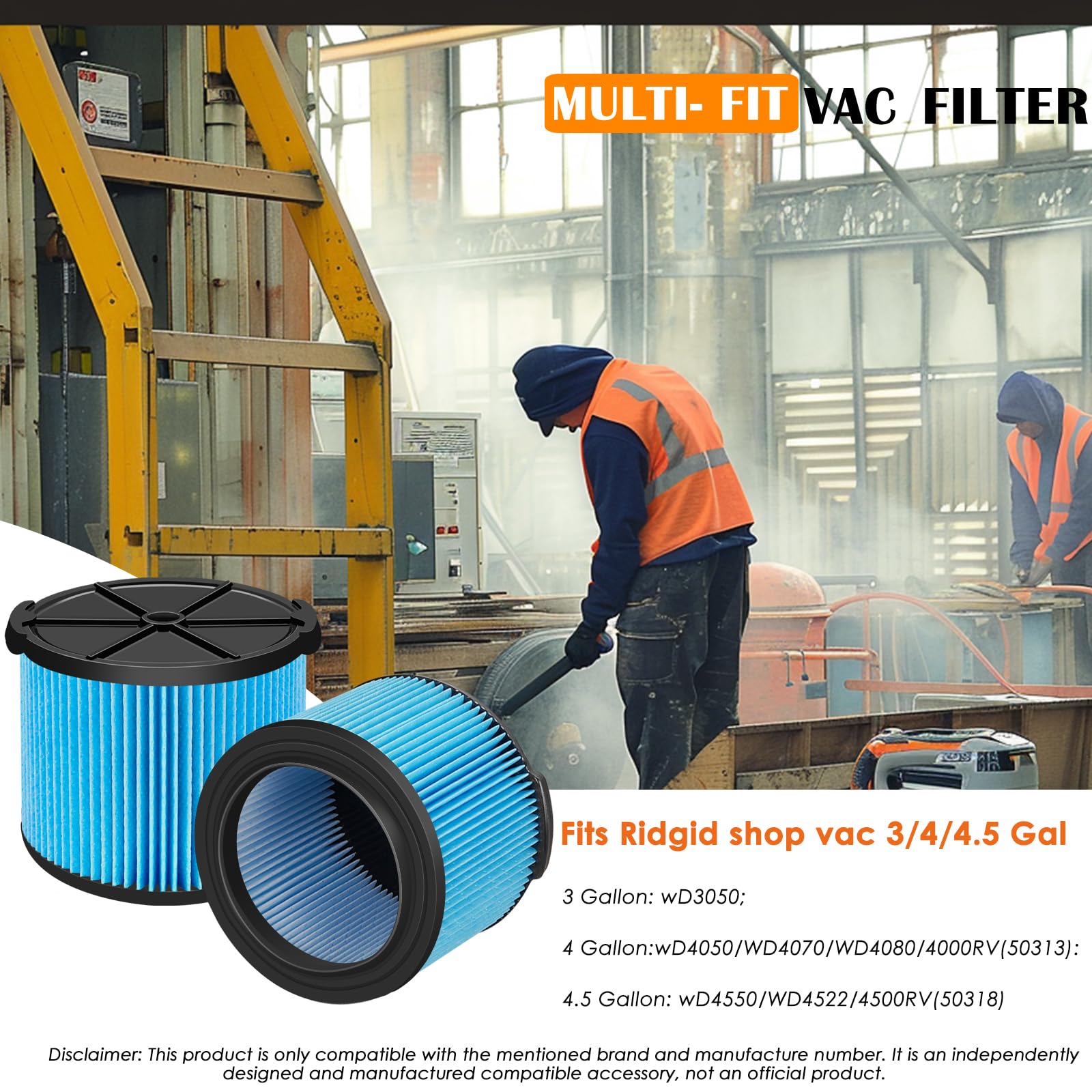 2x VF3500 Filter + 4x VF3501 Beutel Kompatibel Mit Riged Shop Vac – 3-lagiger Nass/Trocken-Filter Für WD4070 & ähnliche Modelle