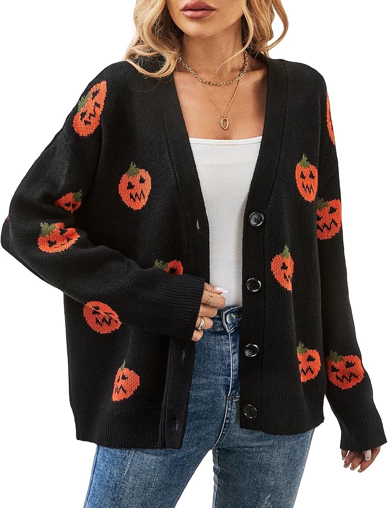Amazon.com: ZLIGXEA Halloween Cardigan Sweaters for Women, Pumpkin