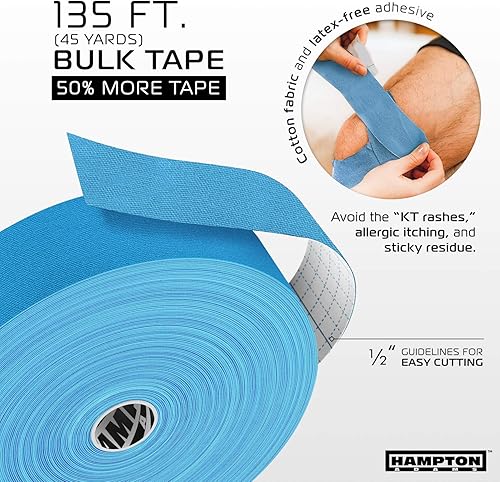 Miniatura 3 de Hampton Adams | As Seen on Shark Tank | Elastic Kinesiology Tape (Bulk Roll) | 135ft Uncut | Supports & Protects Muscle Wrist Knee Shoulder Back