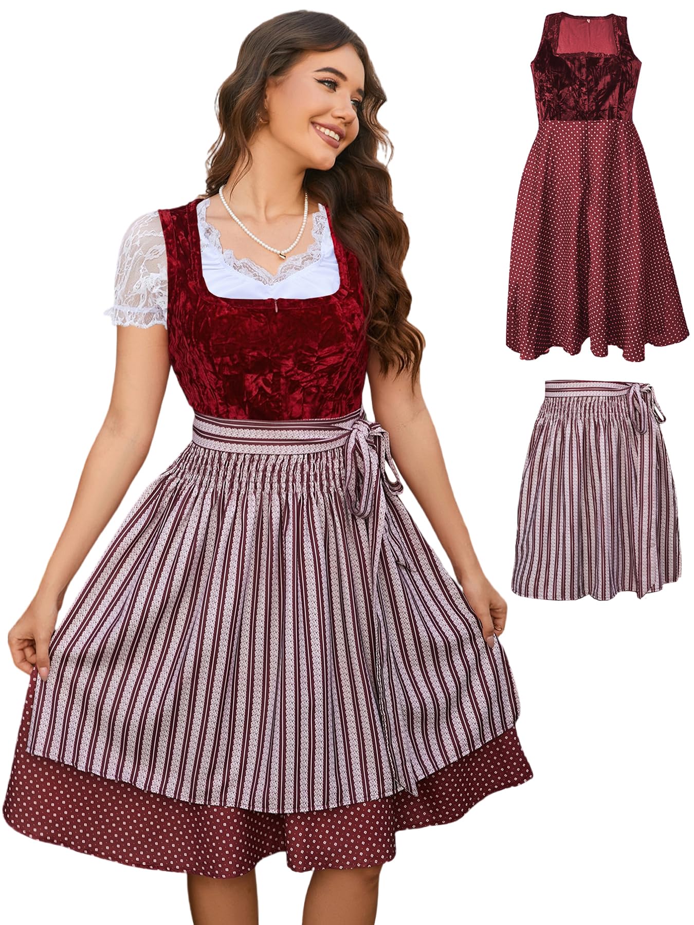 Dirndl Tradizionale Donna Molirex - Abito Bavarese In Velluto Per Oktoberfest - Foto 5