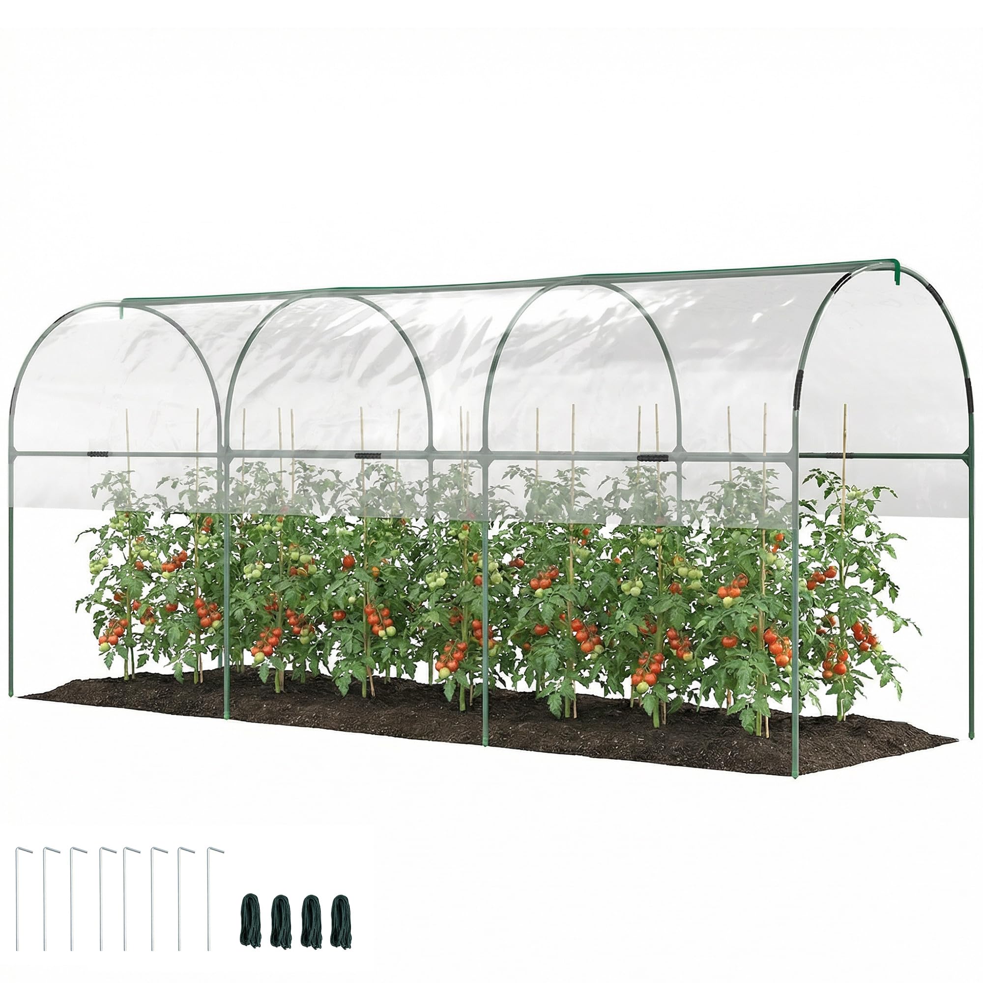 Outsunny Serre de Jardin, Serre à tomates, bâche renforcée, châssis en Acier, pour légumes Plantes Fleurs, pour extérieur, 400 x 120 x 170 cm, Transparent