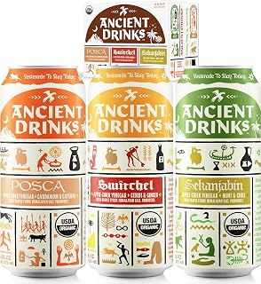 ANCIENT DRINKS Apple Cider Vinegar Electrolyte Drink with Probiotics – Organic Hydration Beverage Variety Pack (Posca, Switchel, Sekanjabin) – ACV Sports Drink with Natural Vitamins – 16 oz Cans, 12 Pack