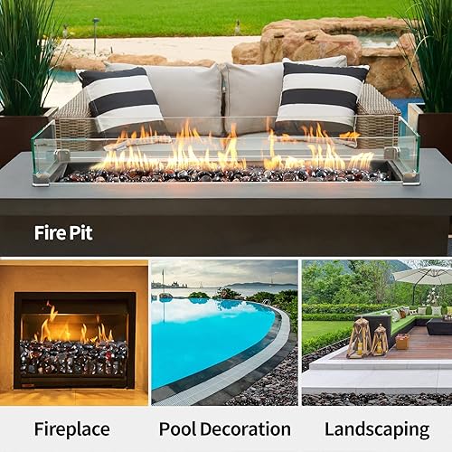 Miniatura 6 de Vidrio de fuego para hoguera  Cuentas de vidrio para hoguera de 34 pulgadas  Vidrio de fuego de alto brillo para fogata de propanogas y chimenea