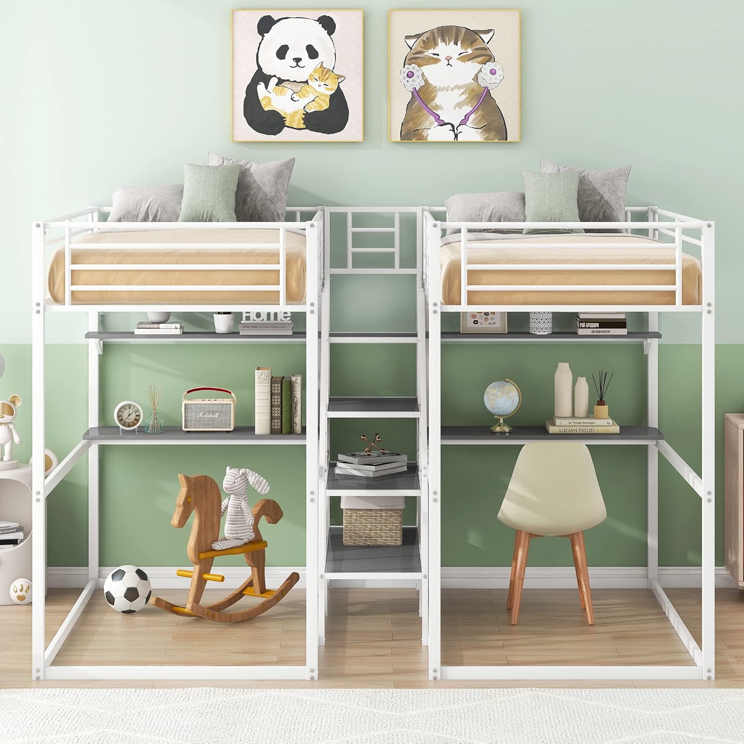 Harper & Bright Designs Double Bunk Bed with Desks and