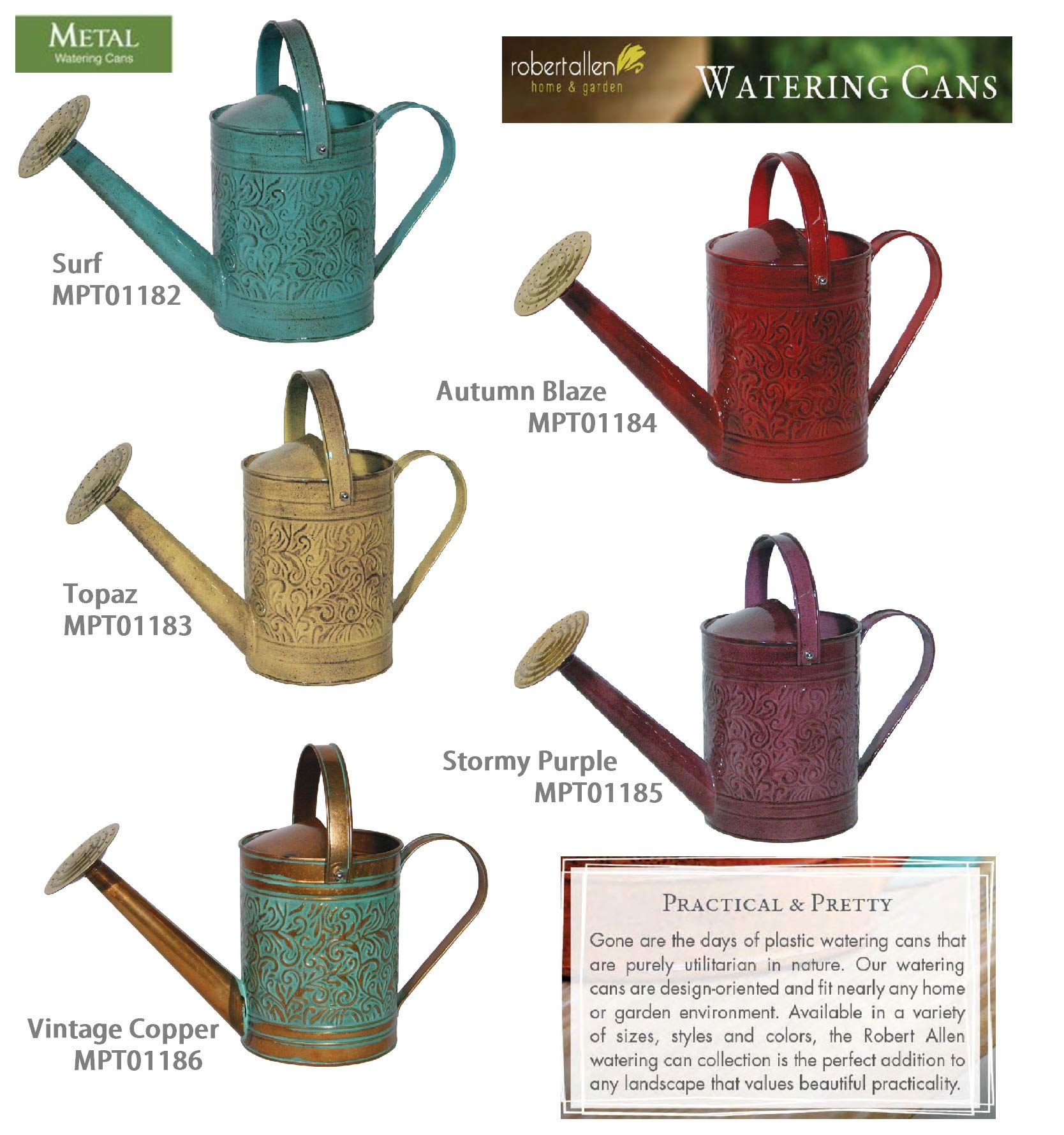 Amazon.com: Robert Allen Home & Garden Robert Allen MPT01186, Vintage  Copper Morgan Metal Watering Can, 1 Gallon : Everything Else