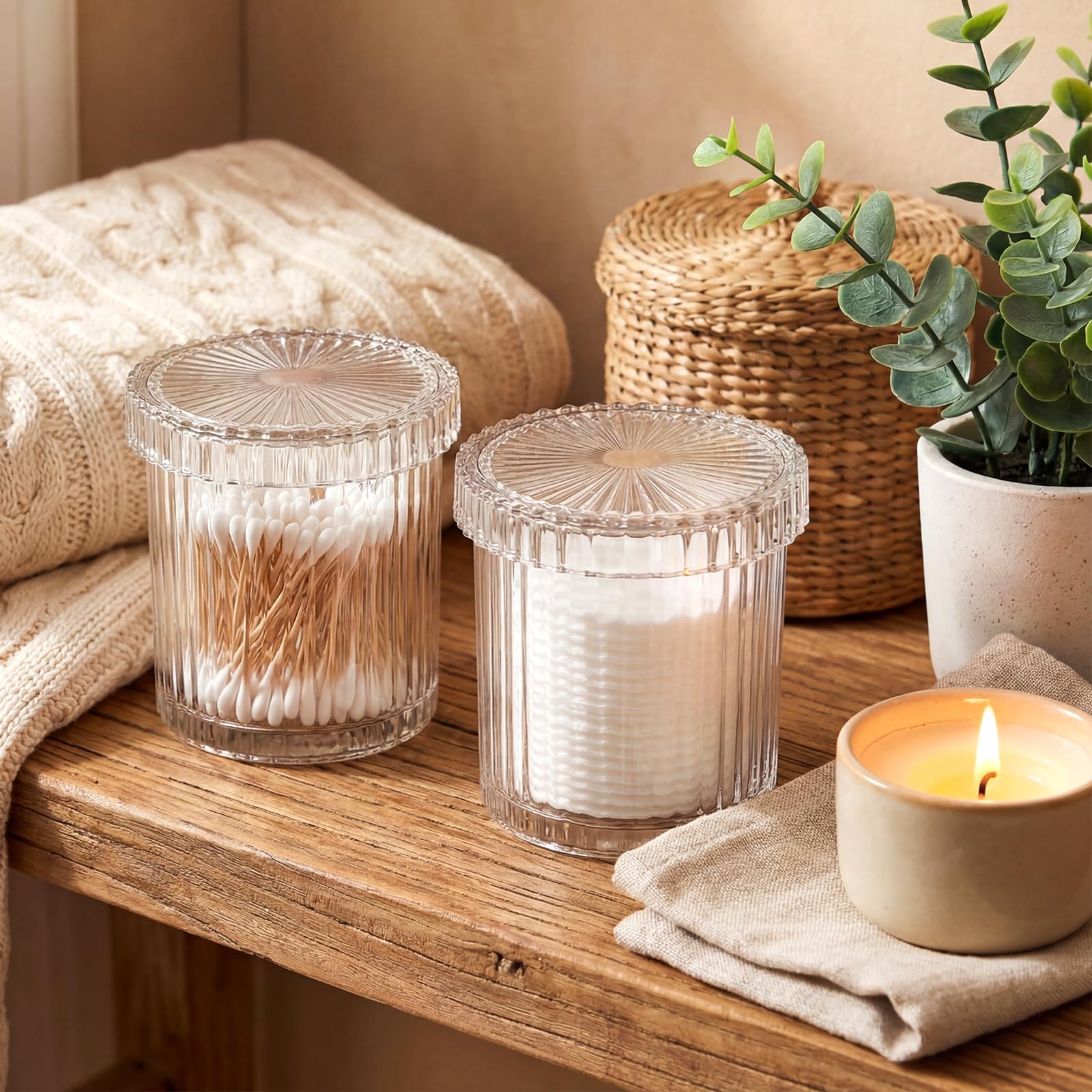 Glass Qtip Holder Jars - Apothecary Storage -6