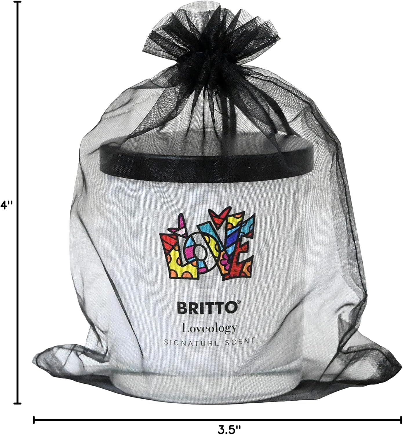 Britto Large Candle, Loveology Scent - Classic 12oz Single Wick Summer Candle with Over 110 Hours of Burn Time, Stress Relief Candle - Love Word Design by Romero Britto