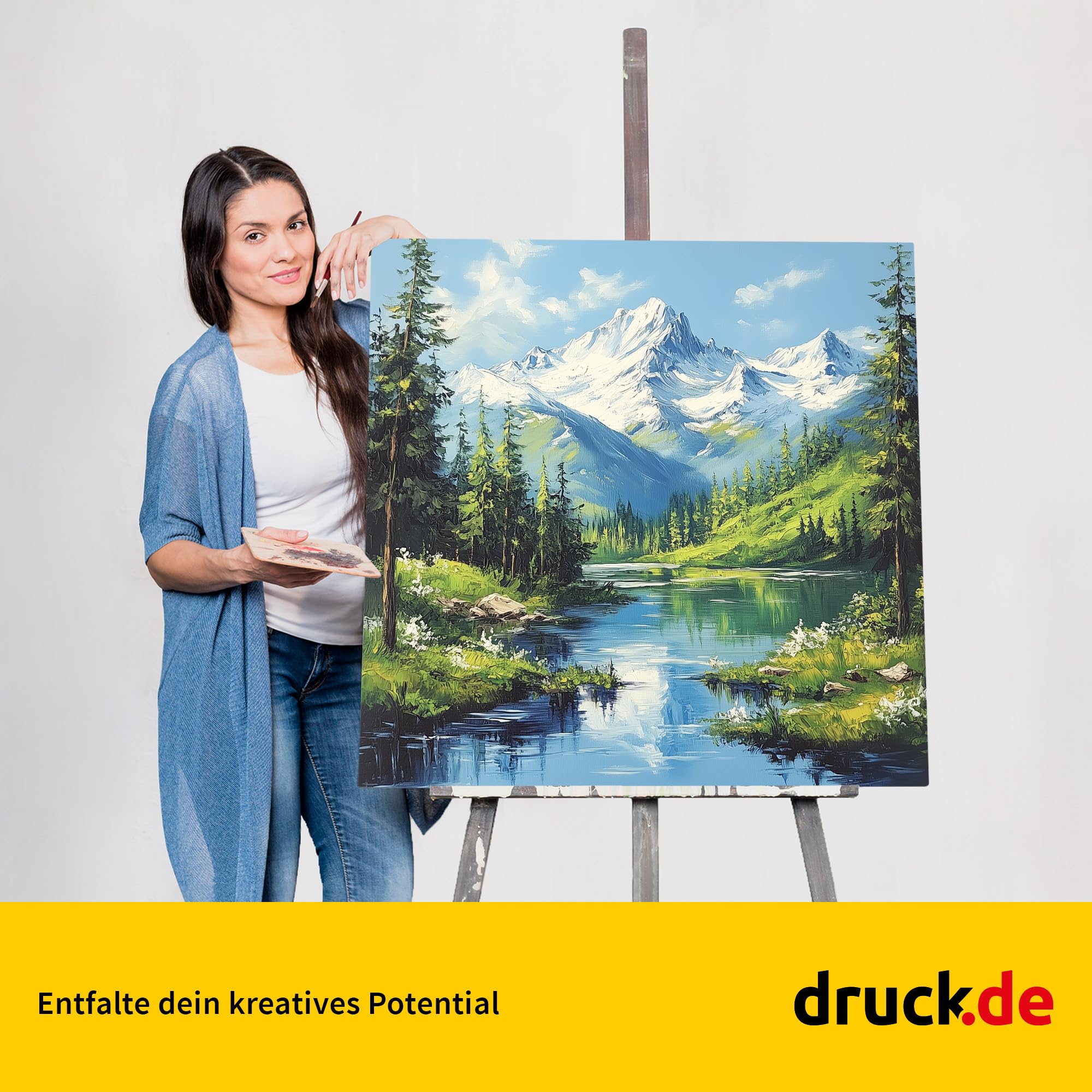 Ensemble de châssis en 1 pièce de 90 x 90 cm Toile d'art blanche en polyester à peindre, prête à l'emploi, convient pour les peintures acryliques ou les peintures textiles, fournitures de projet de