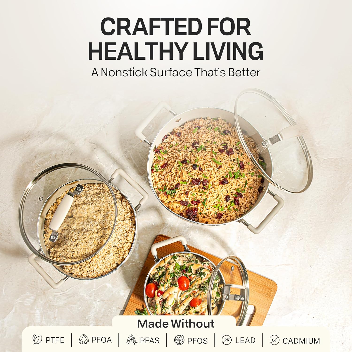 Granitestone 6 Pc Pots and Pans Set Non Stick, 1.5Qt, 3Qt, & 5Qt Nesting Pots Set for Cooking with Induction Cookware Set, Space Saving, Non Toxic, Dishwasher Safe