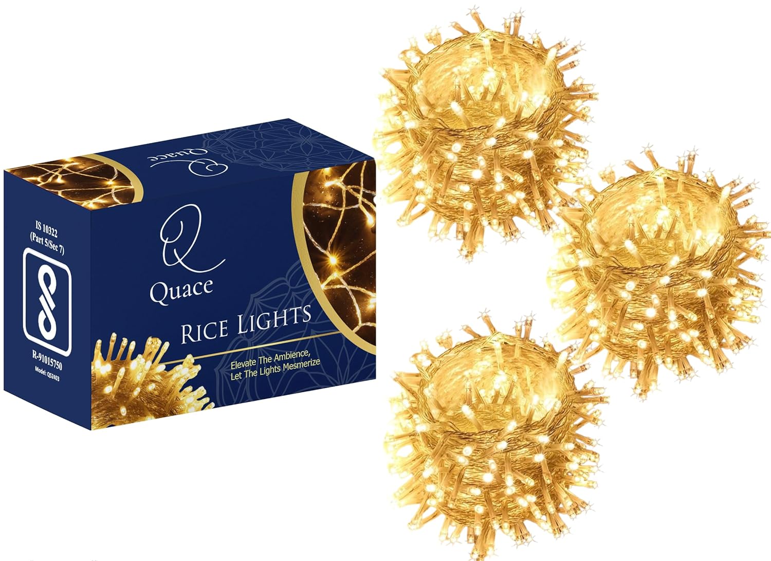 Quace 12 Meter (36 Feet) Decorative 42 Warm White LED String Light Plug for Indoor & Outdoor Decorations,String Lights for DIY, Party, Home Decor, Christmas, Diwali (Pack of 2)