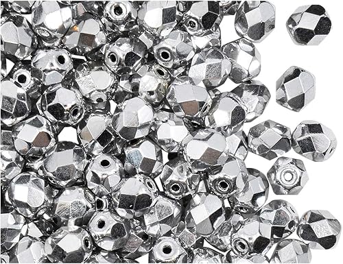 Miniatura 3 de 300 cuentas facetadas pulidas al fuego, redondas, cristal checo, 0.23 pulgadas, aluminio bronce cristal