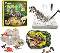 10Lección Dinosaur Fossil Dig Kit for Kids 5-12: Excavate Real T-Rex Fossils, Build 3D Skeleton, 6 Dino Eggs STEM Toy