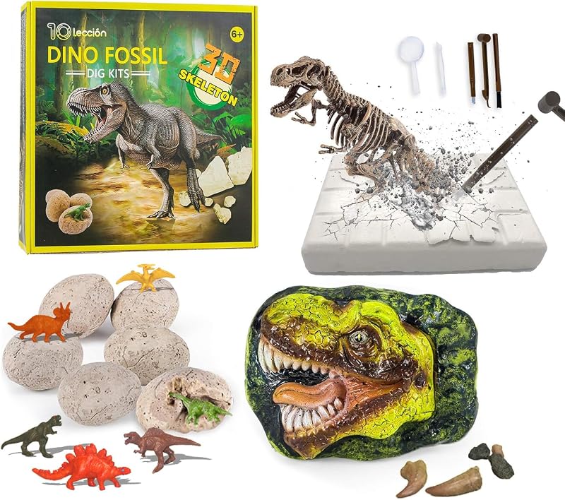 Kit de excavación de fósiles de dinosaurios para niños, kit de excavación de huevos, juguetes para niños de 5 a 7, 8 a 12 años, gran cumpleaños para niños y niñas