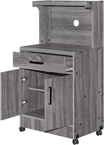Miniatura 4 de Better Home Products Shelby Kitchen - Carrito de madera para microondas en color gris