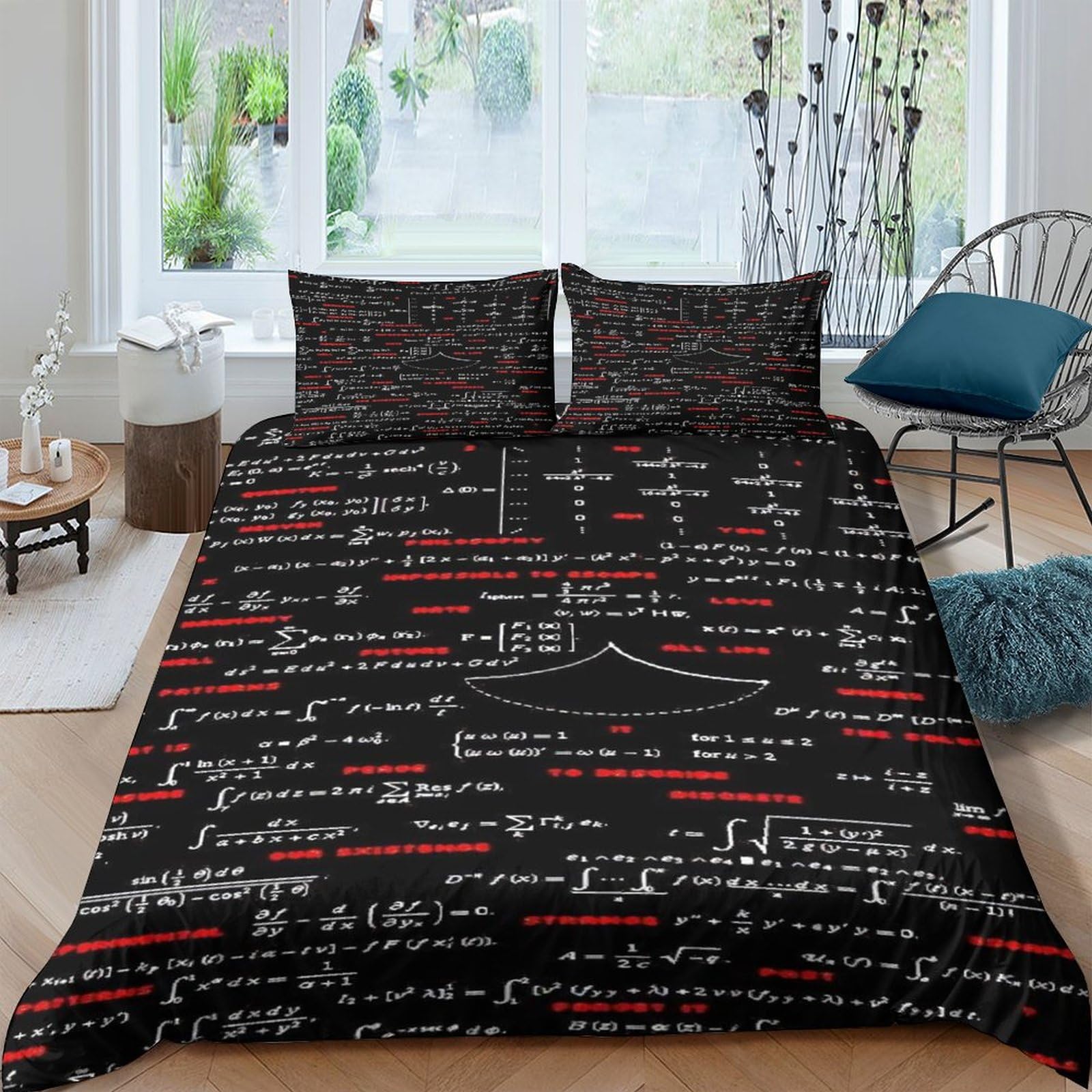 Housse de couette 200x200cm chiffres parure de lit 1 personne en microfibre
