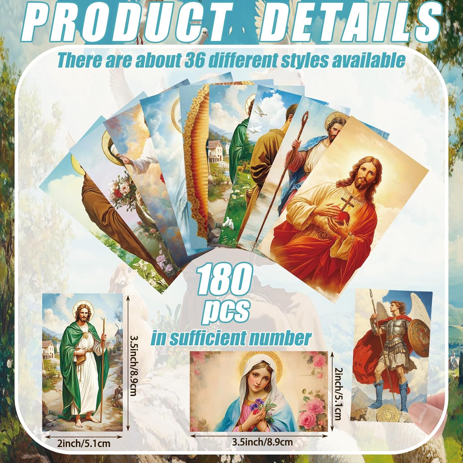 180 Pcs Catholic Mass Prayer Cards Assorted Holy Cards with Catholic Saints and Prayers Gifts for Women Men St Benedict, St Jude, Saint Christopher, Holy Family, Undoer of Knots, Divine Mercy - Image 2