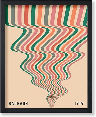 Monem Art Bauhaus Poster - Retro Groovy Waves Print - Geometric Design - Chic Boho Art - Mid Century Modern Art - Contemporary Design - Colorful