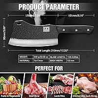 Vista 3 de ENOKING 7.1″ Cuchillo de Carnicero y Cuchillos de Chef – Acero Inoxidable de Alto Carbono Forjado a Mano, Mango Completo para Cocina y Corte