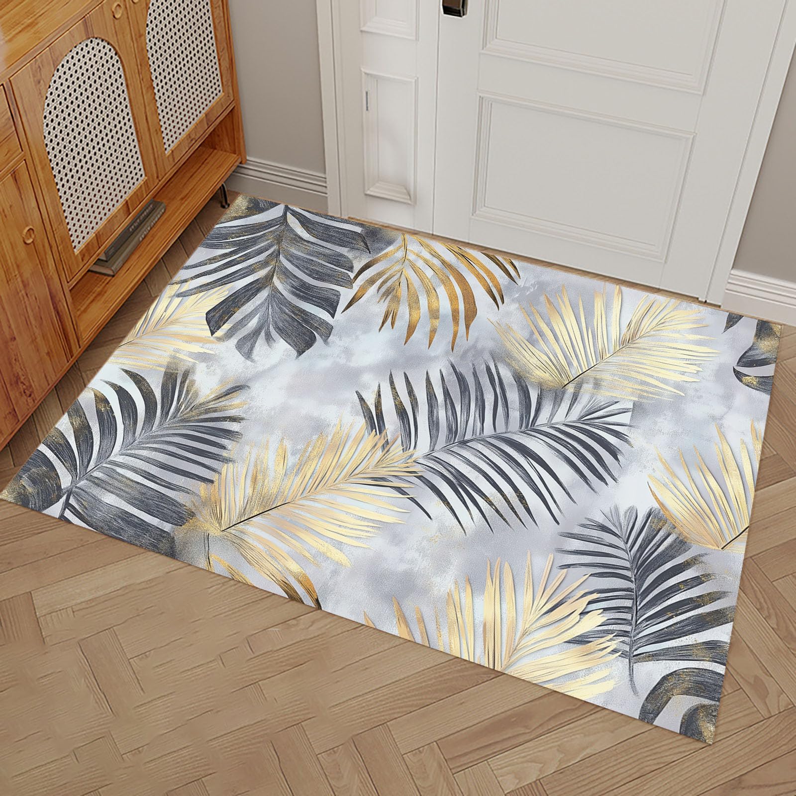 Paillassons avec dos antidérapant 80x120cm grand tapis entrée intérieur gris lavable
