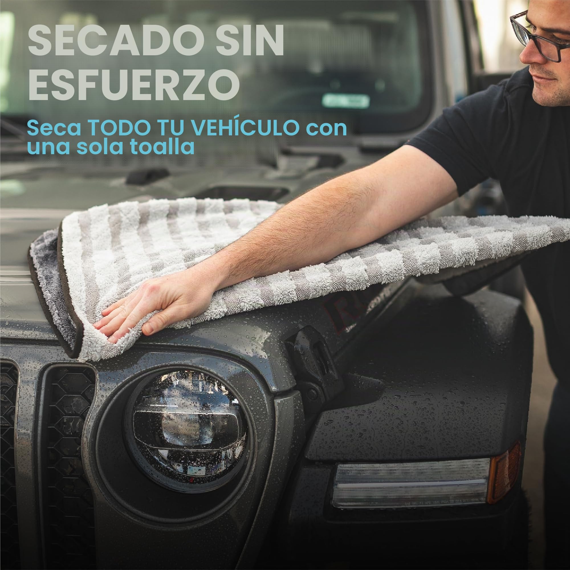 The Rag Company - Toalla de secado The Gauntlet - Mezcla 70/30 de microfibra coreana, diseñada para secar vehículos más rápido, más a fondo y más suavemente que otros, 900 g/m², 30 x 36 pulgadas, gris