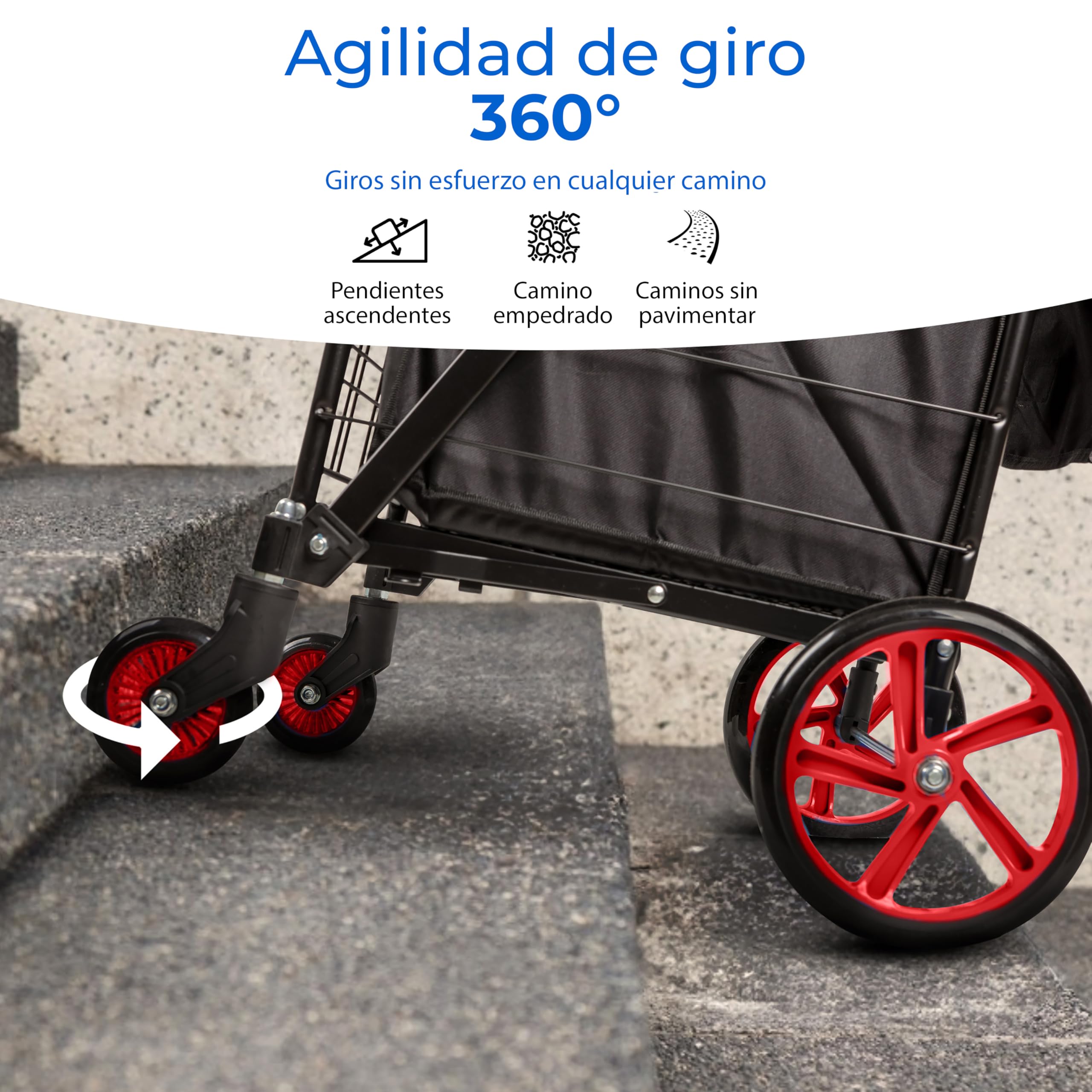 Serenelife Carrito de la Compra, Plegable, Pequeño, Supermercado, con Forro Impermeable, Ruedas giratorias, Soporta hasta 32kgs, Portatil, Ligero
