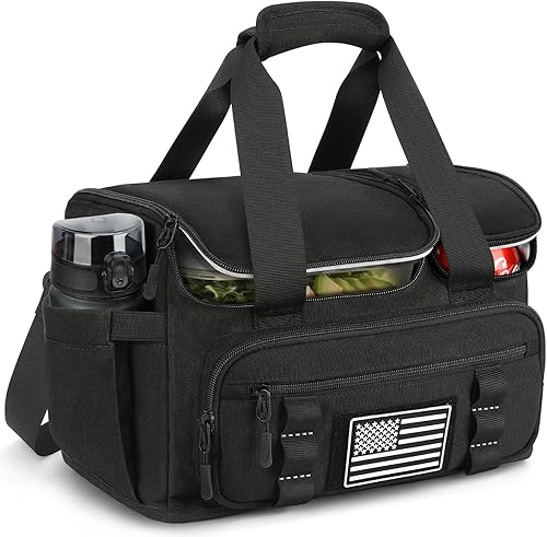 ETRONIK Tactical Lunch Bag for Men, 15L Insulated Lunch Box with Hot/Cold Compartments, Men's Lunch Box Fits 3 Meals + Snacks, Adult Lunch 8H Cooler