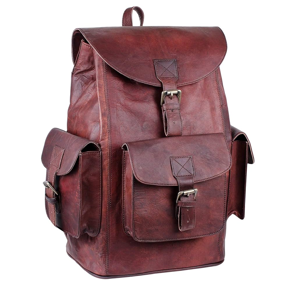 Amazon.co.jp: ビンテージ本革バックパック 男女兼用 レトロ