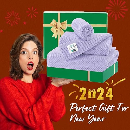 Vista 119 de VOOVA & MOVAS Toallas verdes para baño, 100% algodón, de secado rápido, ligeras, gruesas, suaves, juego de toallas de 6 piezas, 2 baños grandes