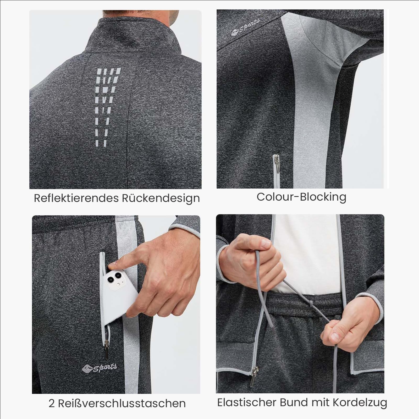 Rdruko Chándal para hombre, juego de chándal, traje deportivo de manga larga, traje de ocio para hombre, traje para fútbol y gimnasio