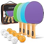 PRO-SPIN Ping Pong Paddles - High-Performance Set with Premium Table Tennis Rackets, 3-Star Ping Pong Balls, Compact Storage Case (4-Player Set, Purple/Blue/Mint/Green)