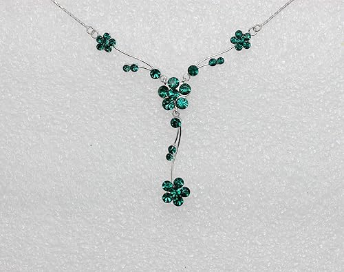 Miniatura 3 de Faship Hermoso juego de aretes de collar floral de cristal con diamantes de imitación, Diamante de imitación, Diamantes de imitación