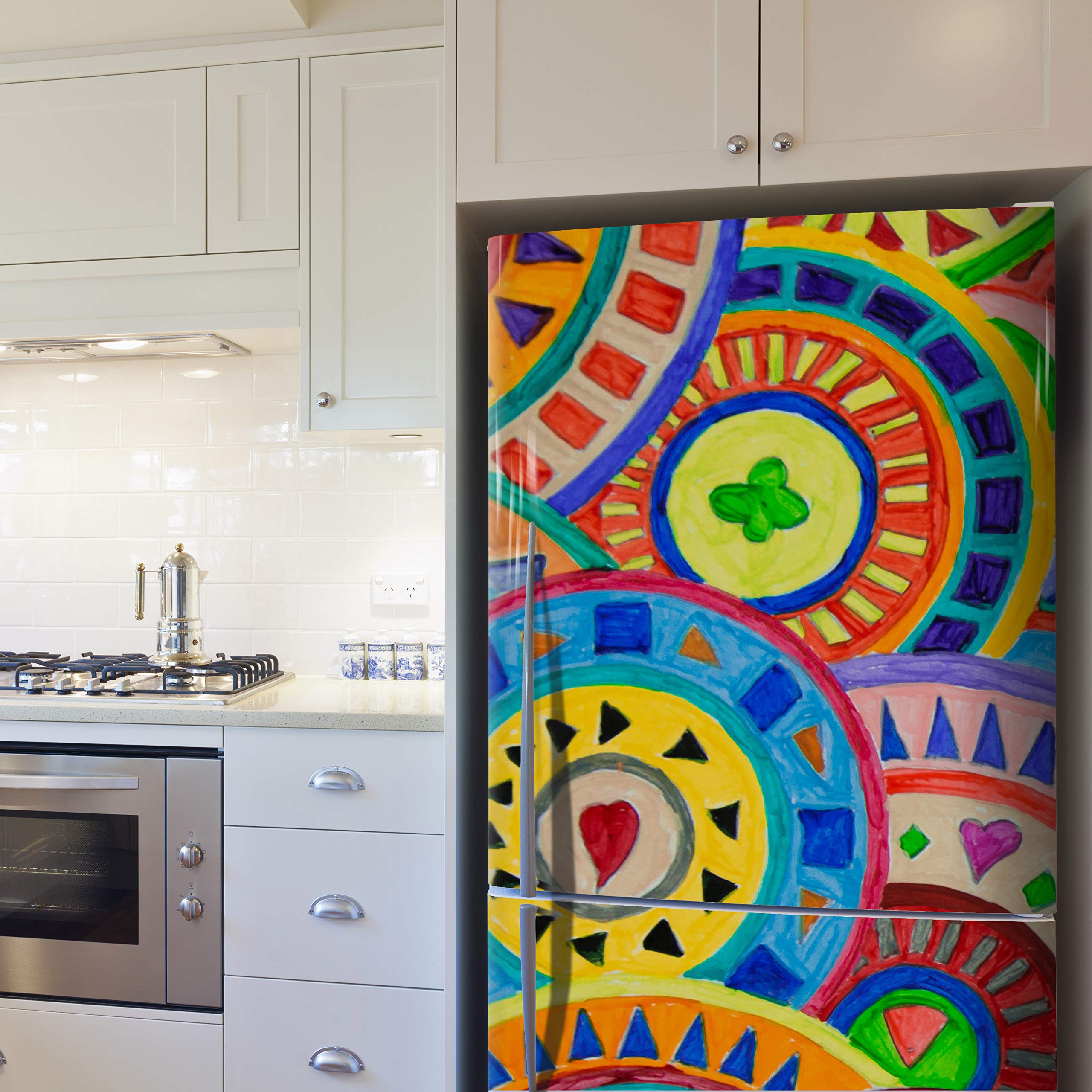 Autocollant Vinyle Décoratif Sans Bulles Pour Frigo MEGADECOR - Motif Mandala, 200x60cm