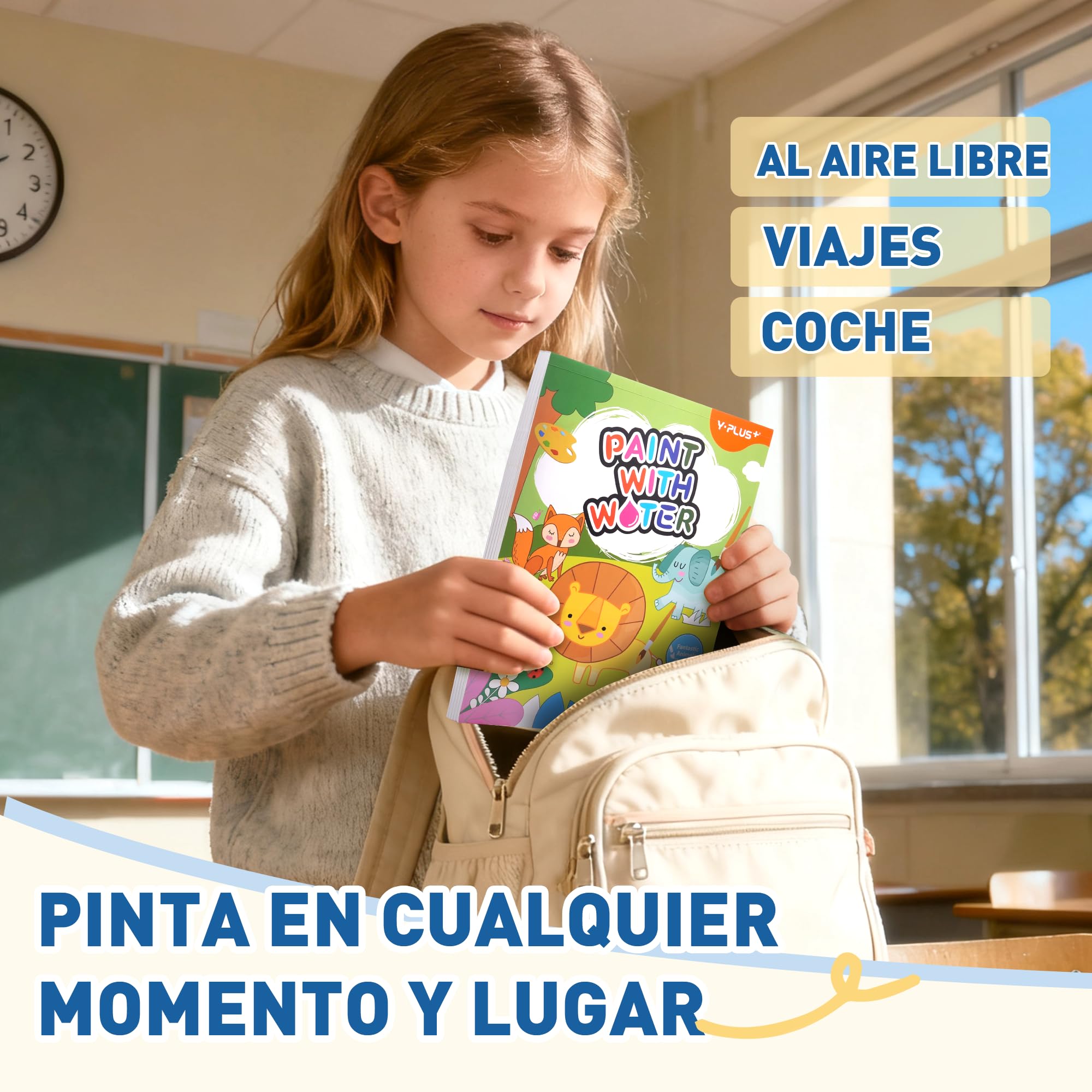 YPLUS Pintura con Libros de Agua para Niños Pequeños，Papel de Acuarela para Edades de 1 a 4 años，Regalo de Arte Artesanal con Pincel e Ilustraciones de Animales Incluidas