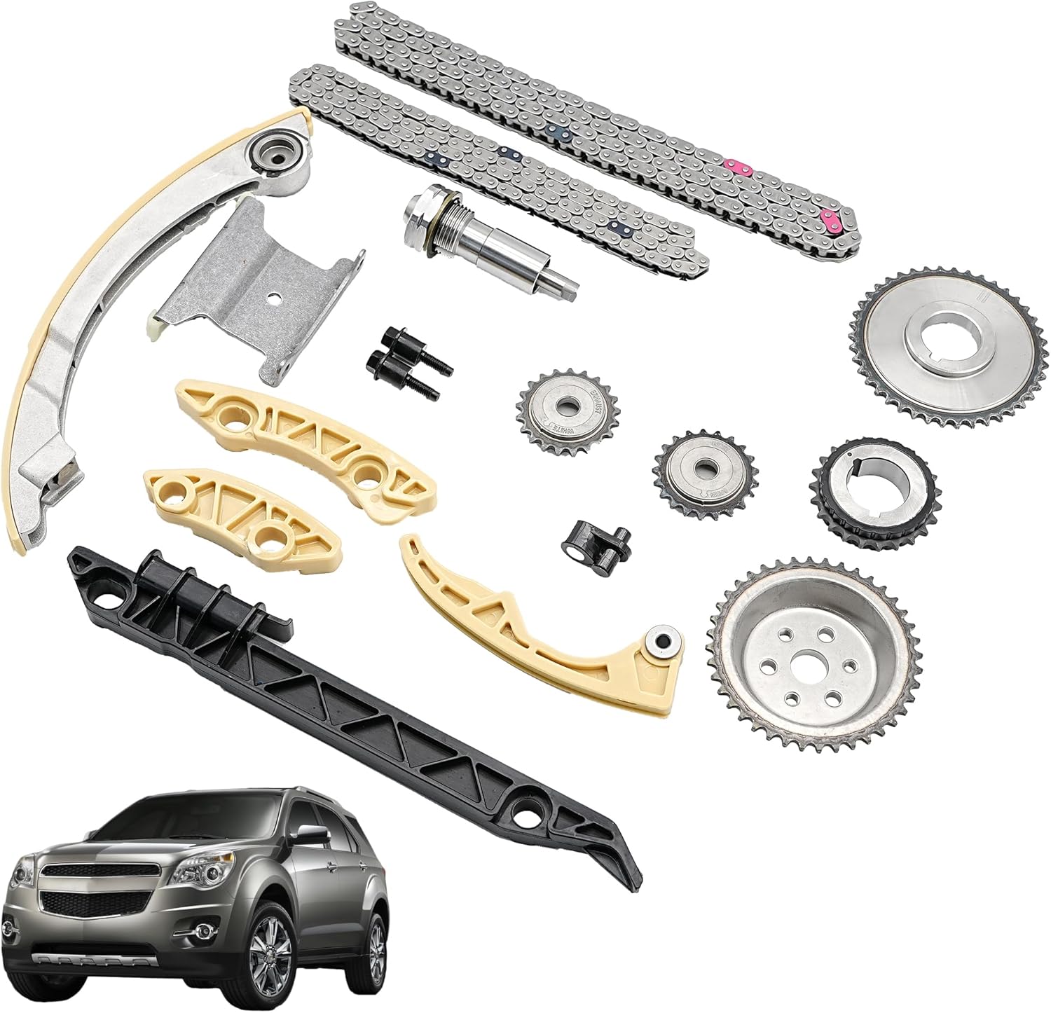 Engine Timing Chain Kit Compatible for Chevy Buick GMC Pontiac Saab Saturn-2.0L 2.2L 2.4L.Replaces# 12680750, 9-4201S, 9-4201SX.（With Chain Guide Tensioner Sprocket）