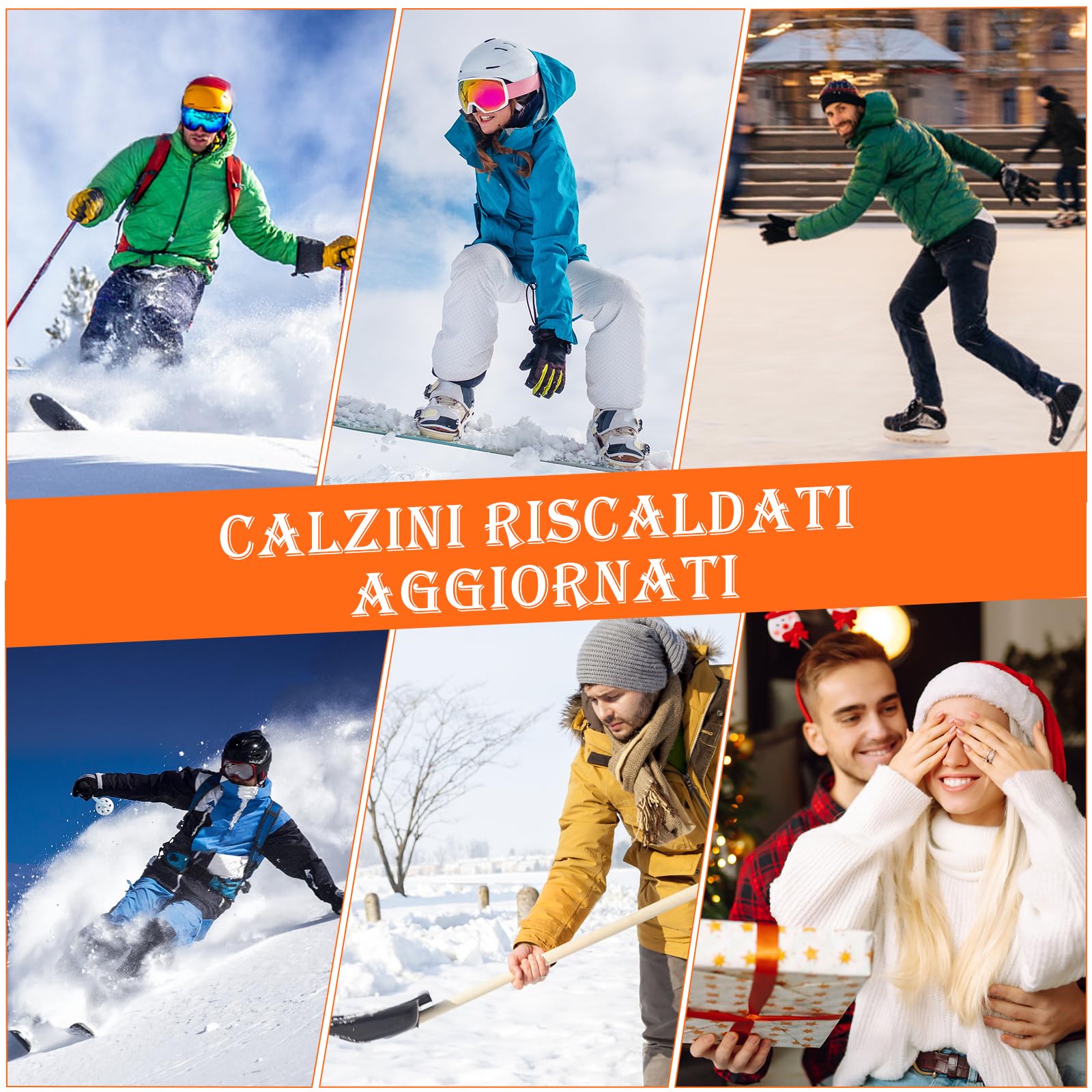2023 Calze Riscaldate a Batteria Ferdiiz, 2 x 6000mAh/5V Max. 14 Ore Inverno Ricaricabili Calzini USB Riscaldati Scaldapiedi Elettrico Calze al ginocchio con 4 Temperature per l'intero Plantare