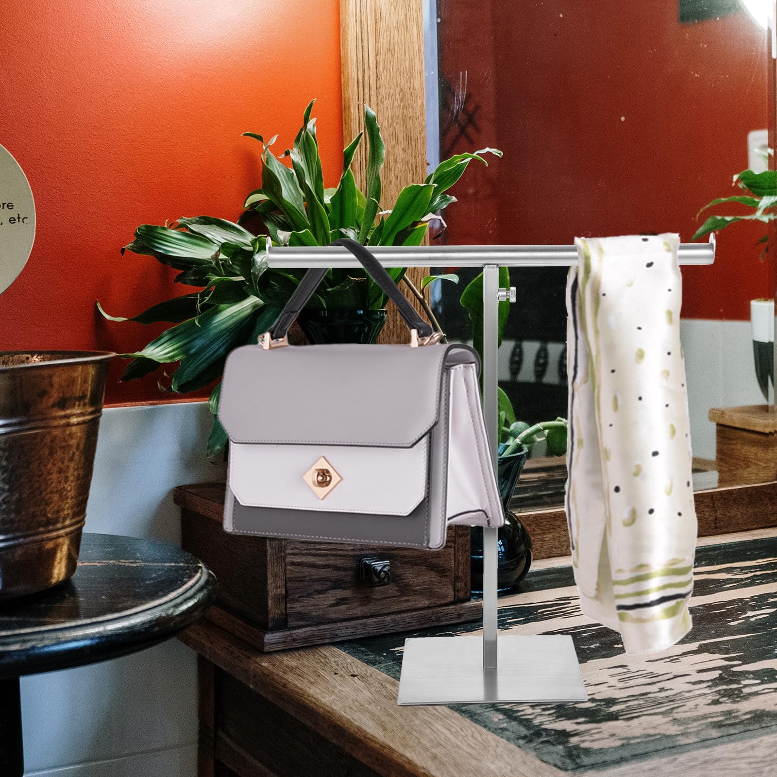 STOBAZA Expositor Estructura , Bolsos Ajustable de Acero de Inoxidable o Superficie Lisa y Estable para Tienda Armario