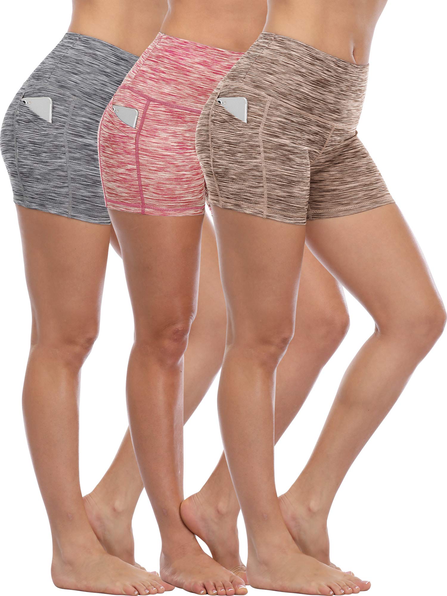 CADMUSHigh Waist Athletic Shorts for Womens Yoga Fitness Running Shorts with Deep Pockets