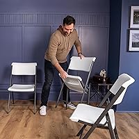 Vista 2 de LIFETIME Silla plegable con marco A, paquete de 4, granito blanco