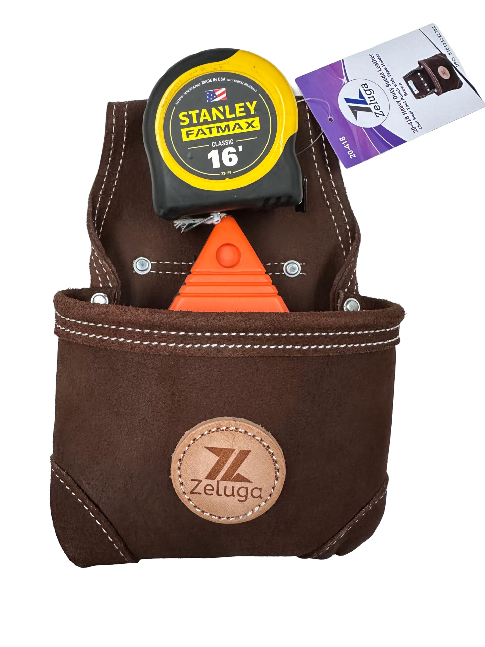 Zeluga 20-418 Heavy Duty Suede Leather Chalk Reel Tool Pouch with