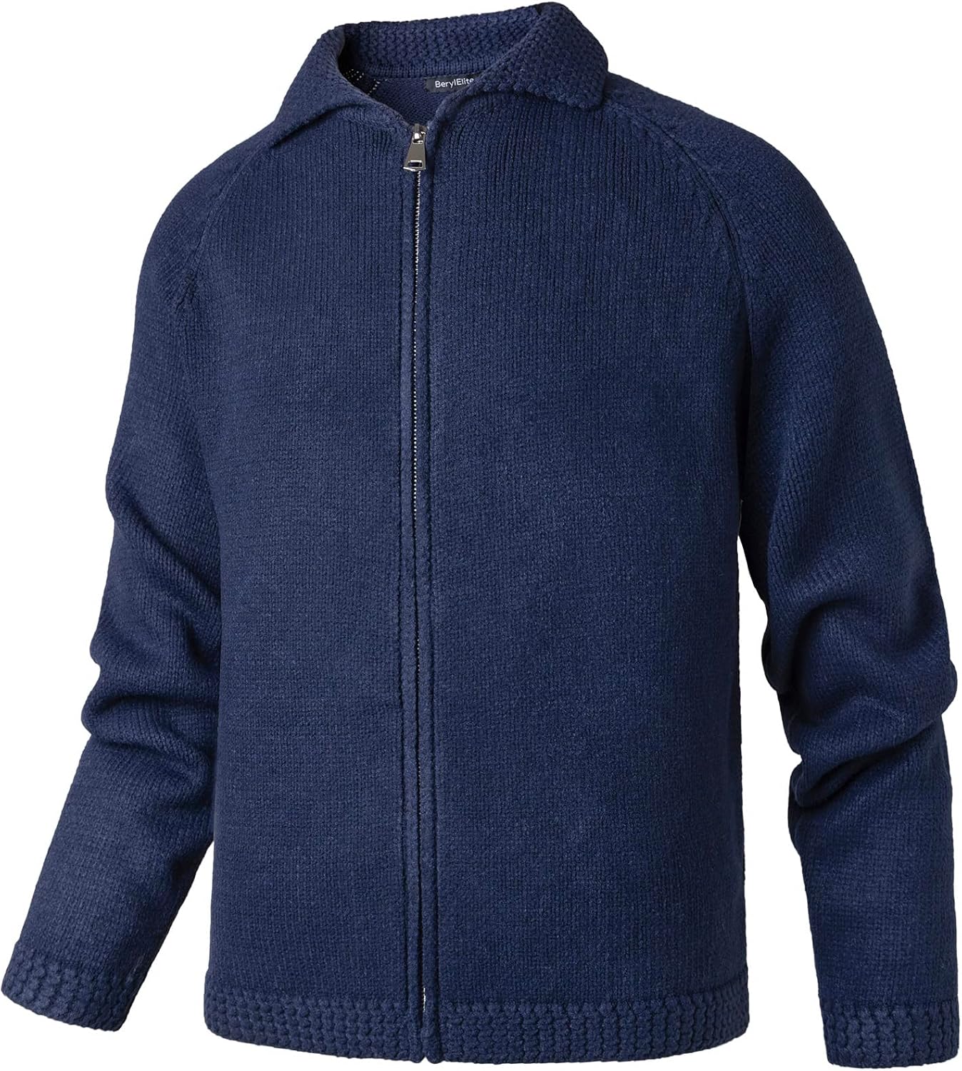 Men's High Collar Cardigan Knitted Full Zip Sweater Long Sleeve Casual Sweatshirt - Image 2