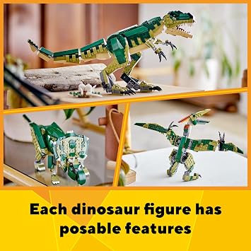 LEGO Creator 3 in 1 T Rex Toy - Dinosaur Toy Building Set for Kids, Boys & Girls, Ages 9+ 3 Building Options, T-Rex to Triceratops to Pterodactyl - Gift Idea for Birthdays - 31151