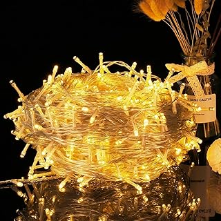 Quntis 33ft 100 LEDs Fairy Lights, Warm White Christmas Lights with 8 Flashing Modes and Memory Function, Waterproof Outdoor Indoor LED String Lights for Bedroom Wall Wedding Party Christmas Decorations