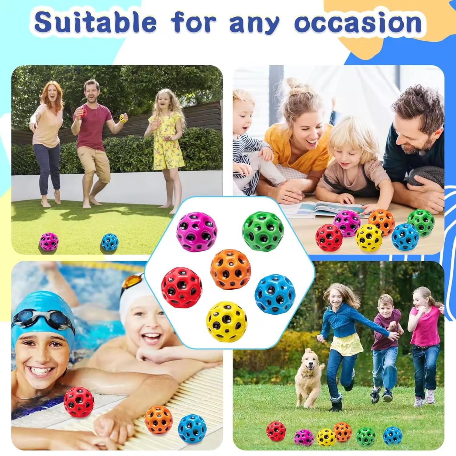 DHEFU Super High Bouncing Ball Combo Pack of 3 Super Hot Moon Balll, and Space Balls for Kids and Adults Improve Hand-Eye Coordination Bubble Ball Space Galaxy 4