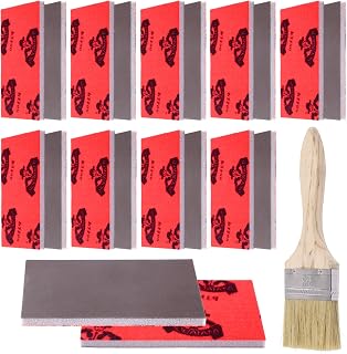 Swpeet 21Pcs 3.9 x 2.8 Inch #2500 Grit Ultra Fine Sanding Sponge Sanding Pads and Wooden Paint Brush Assortment Kit, Soft Foam Sand Block Wet Dry Flexible Sanding Pads for Model Drywall