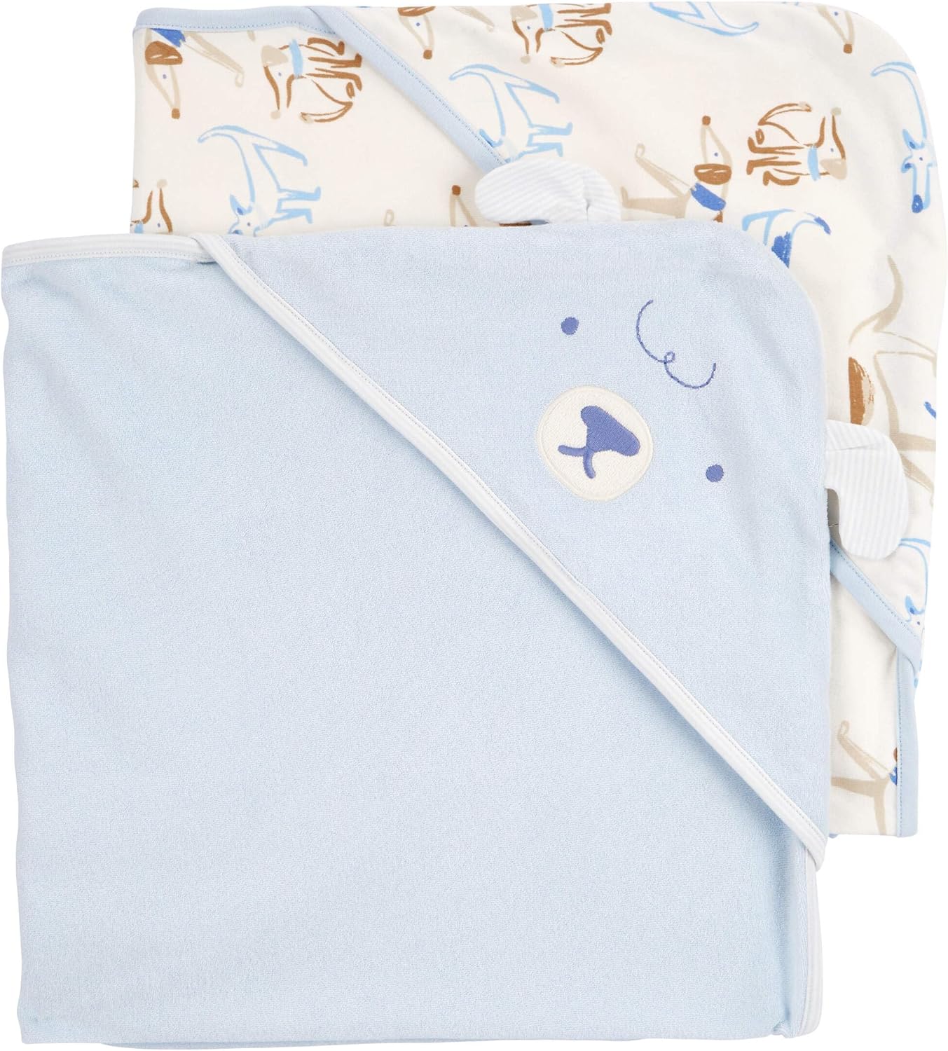 Carter's Baby Hooded Towel (2-pk Blue/Ivory)