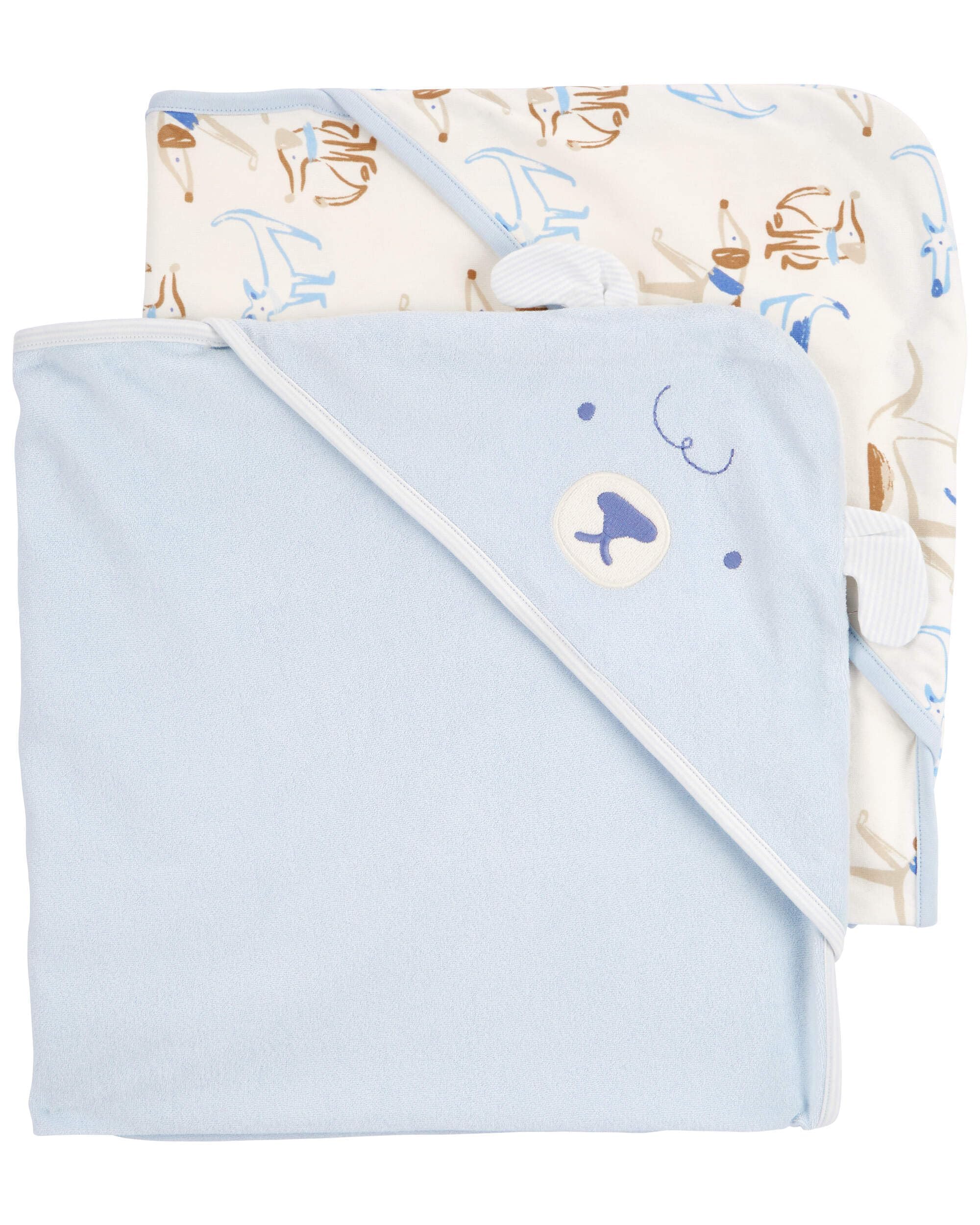 Carter's Baby - Toalla con capucha (2 unidades, azul/marfil)