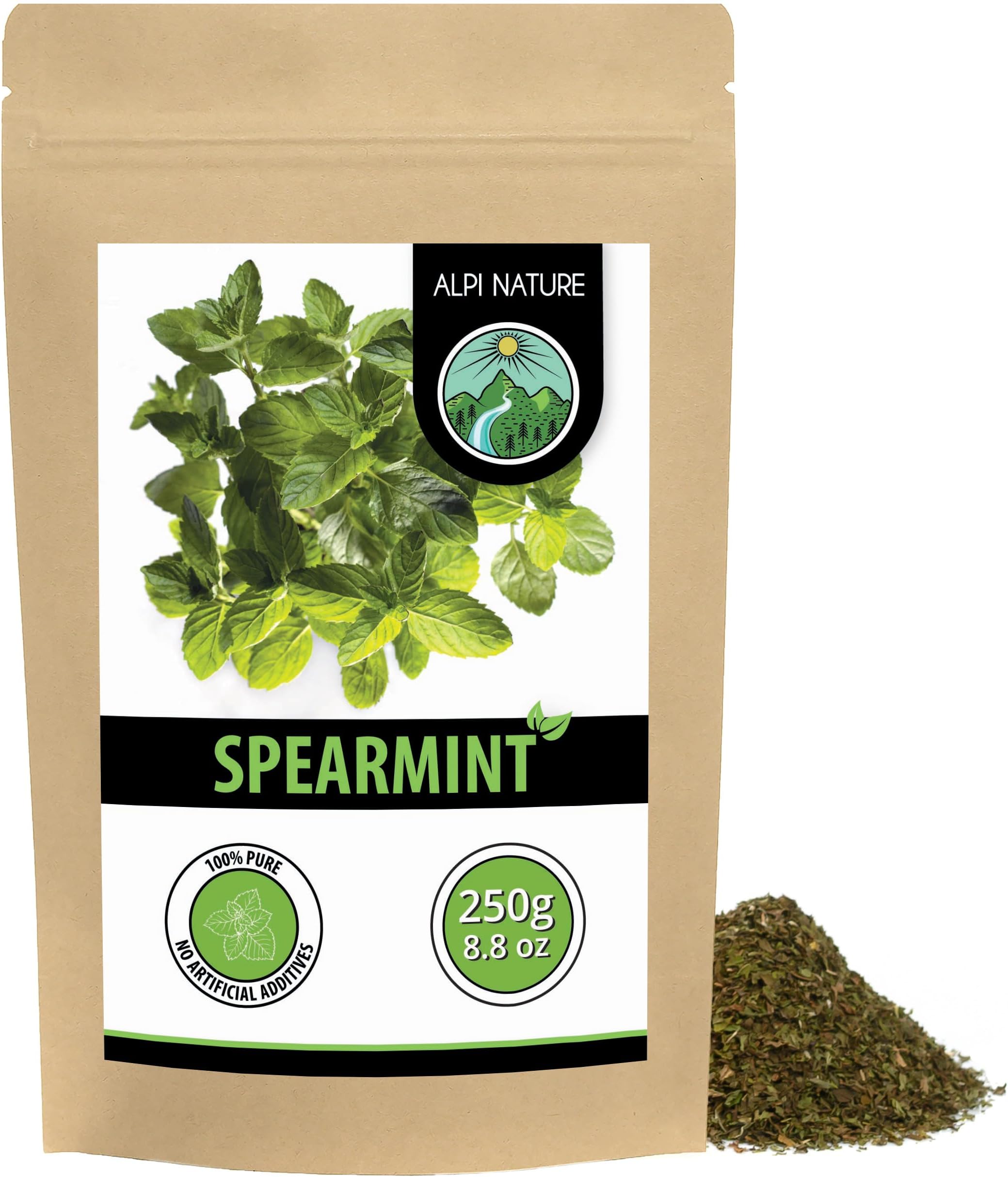 Alpi Nature Spearmint Tea 250g 8.8 oz, Dried and Cut Nana Mint, Moroccan Mint Tea Loose Leaf