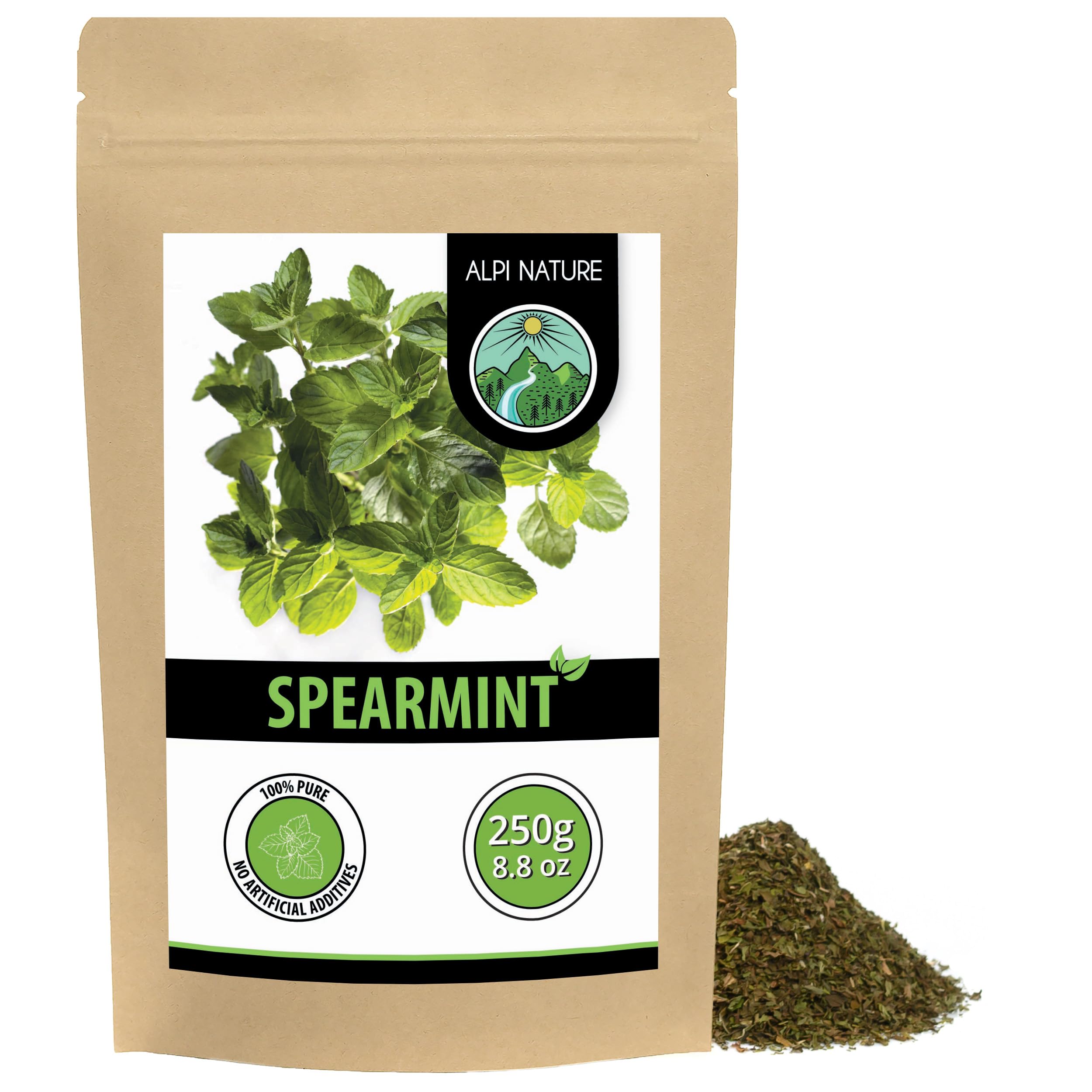 Alpi Nature Spearmint Tea 250g 8.8 oz, Dried and Cut Nana Mint, Moroccan Mint Tea Loose Leaf