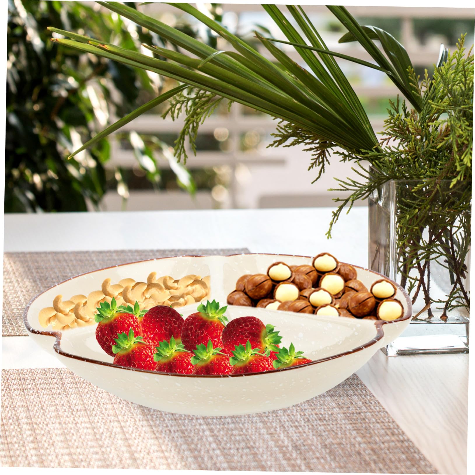 Assiette Divisée Céramique Plateau Multi-compartiments pour Snacks et Fruits Plateau Portion Contrôle pour Usage Domestique et Hôtelier Surface Lisse